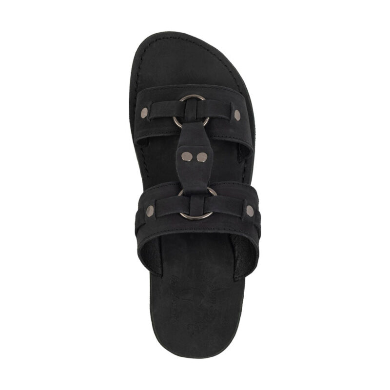aurome Black Nubuck Leather Ring Sandal – Bold Design - Image 3