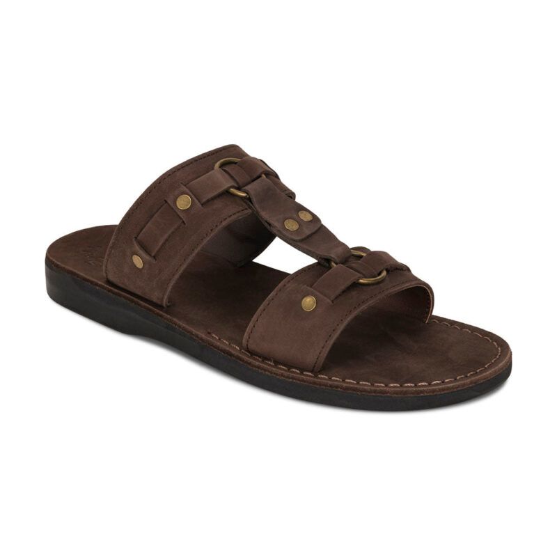 aurome Brown Nubuck Leather Ring Sandal – Bold Design