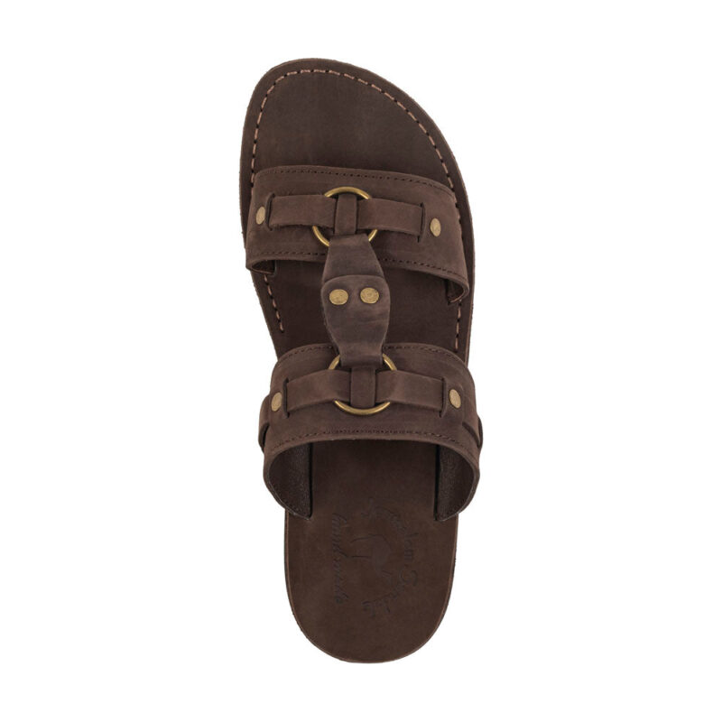 aurome Brown Nubuck Leather Ring Sandal – Bold Design - Image 3