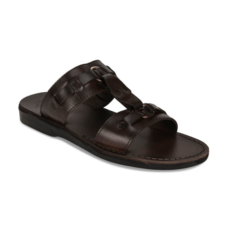 aurome Brown Leather Ring Sandal – Bold Design