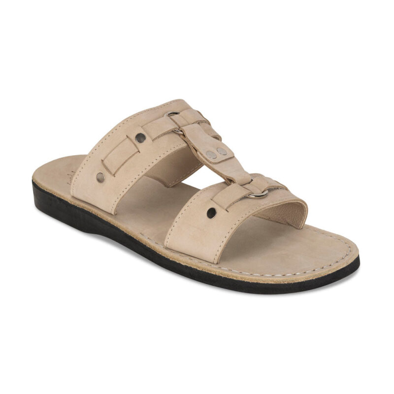 aurome White Nubuck Leather Ring Sandal – Bold Design
