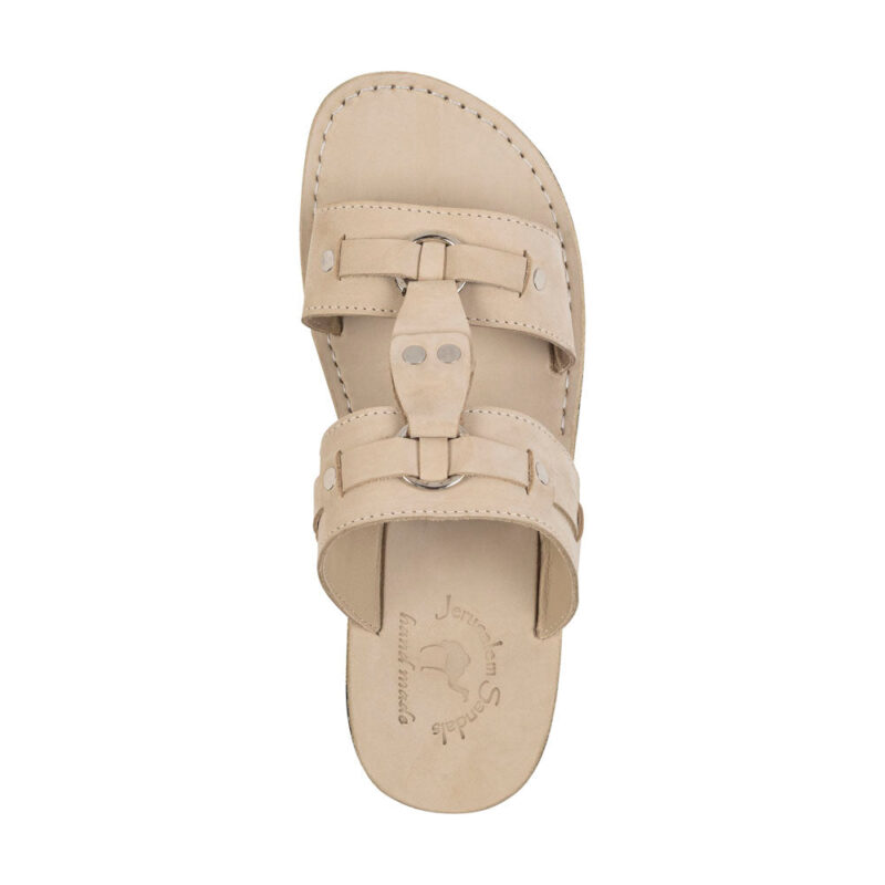 aurome White Nubuck Leather Ring Sandal – Bold Design - Image 3