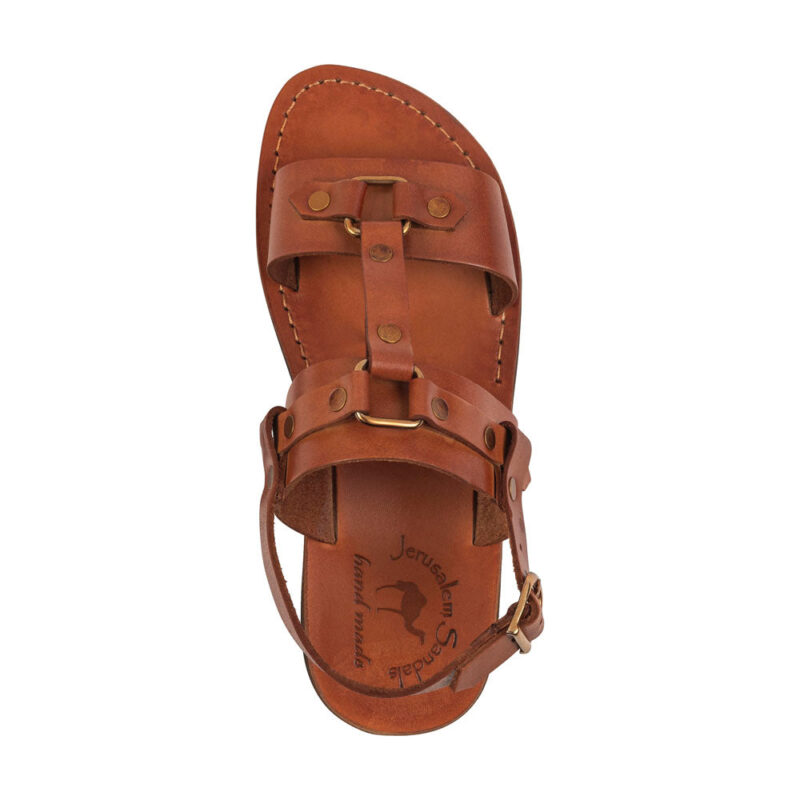 aurome Honey Leather Riveted Comfort Sandal - Image 3