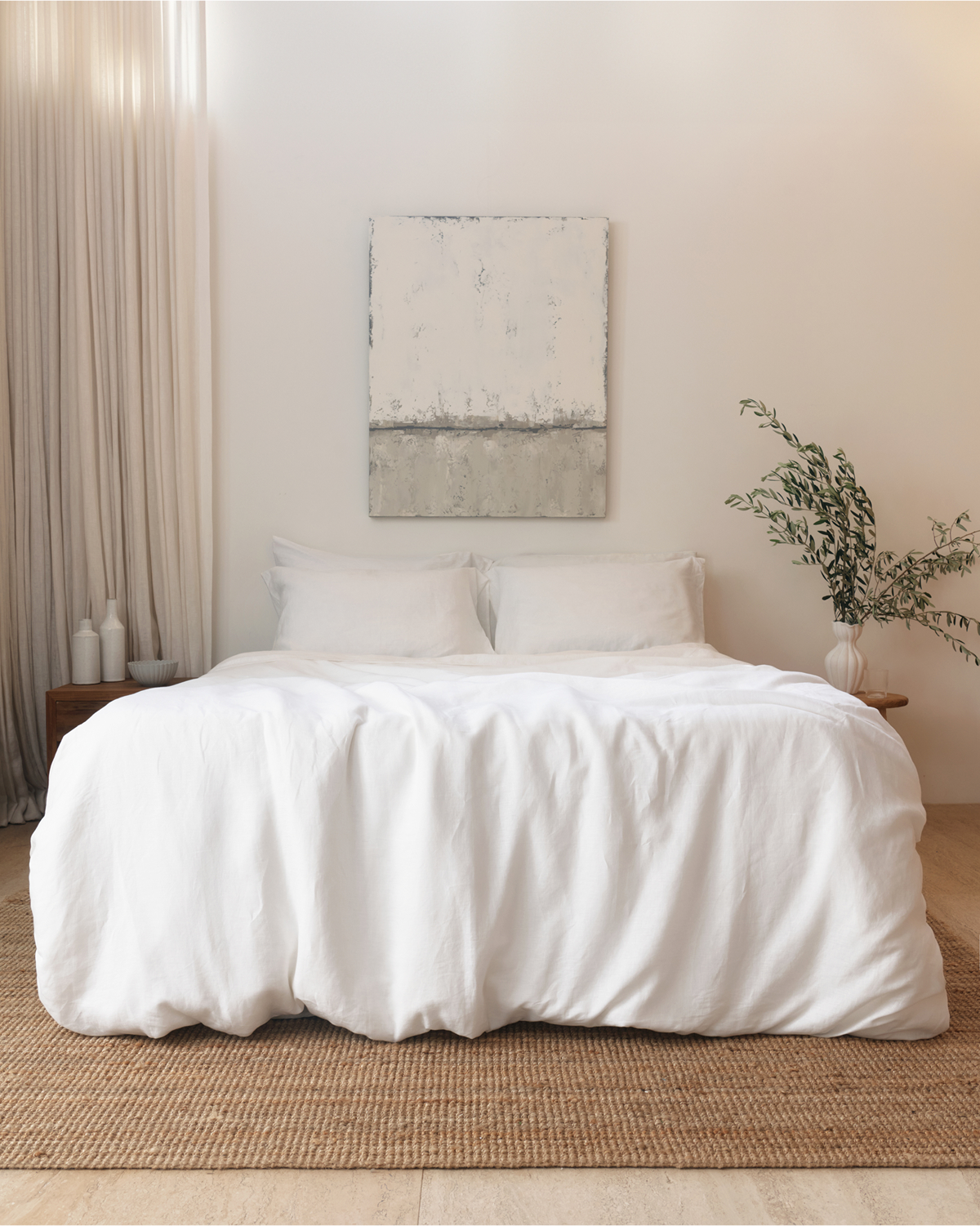 White 100% French Flax Linen Duvet Cover Set - Image 5