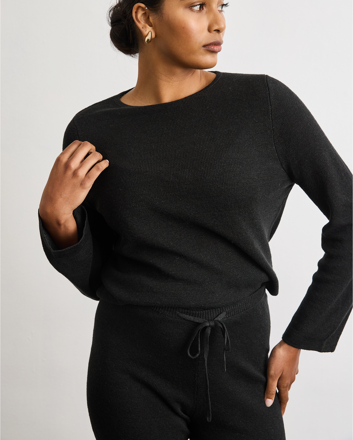 Veranda Linen Knit Sweater in Charcoal
