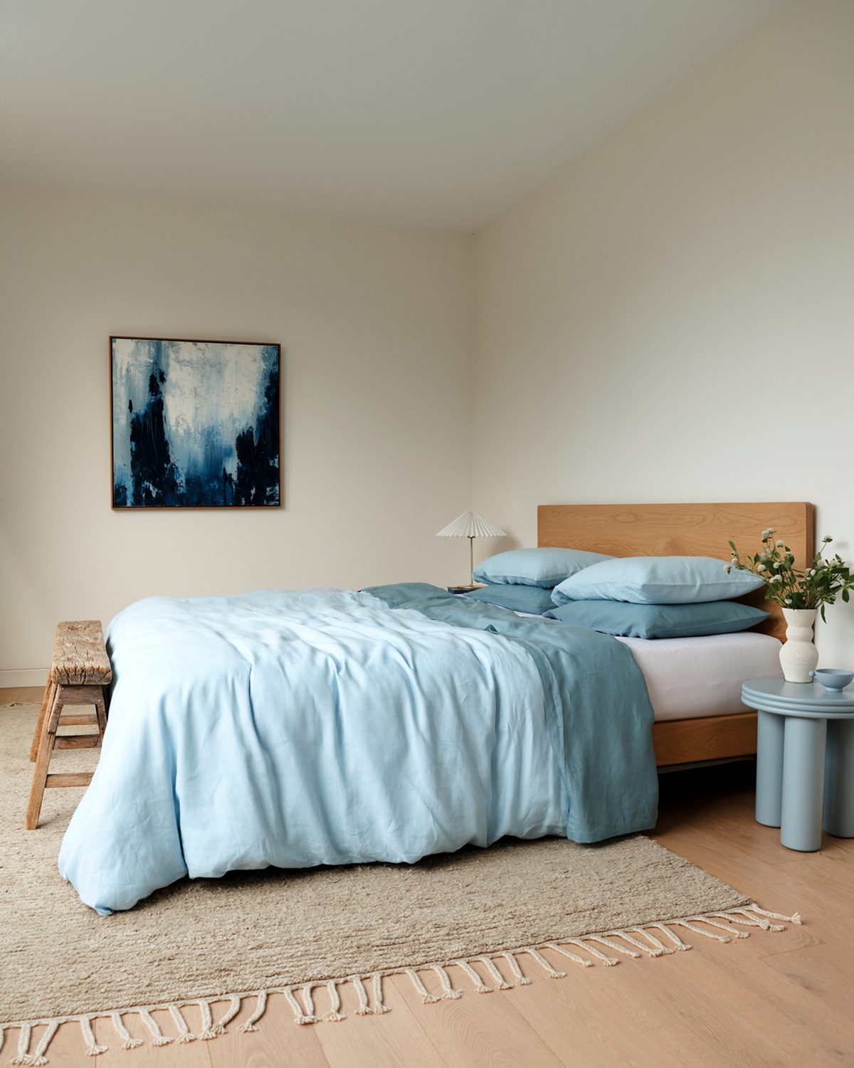 Coast. Lagoon & White 100% French Flax Linen Bedding Bundle