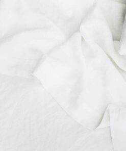 Linen Flat Sheet with Border - White