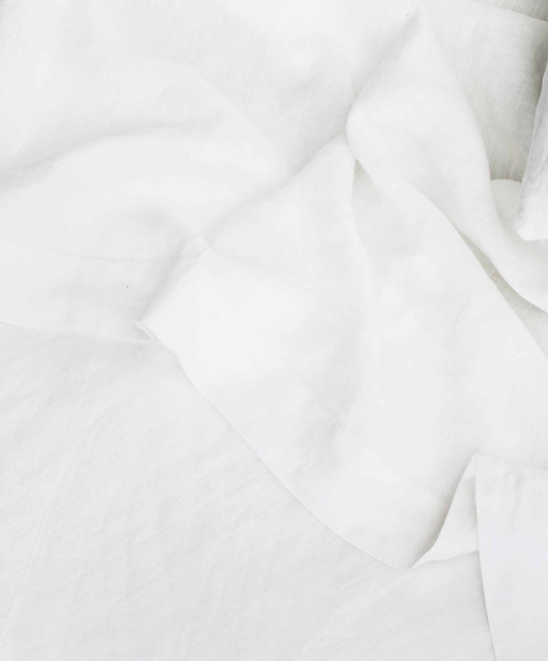 Linen Flat Sheet with Border - White