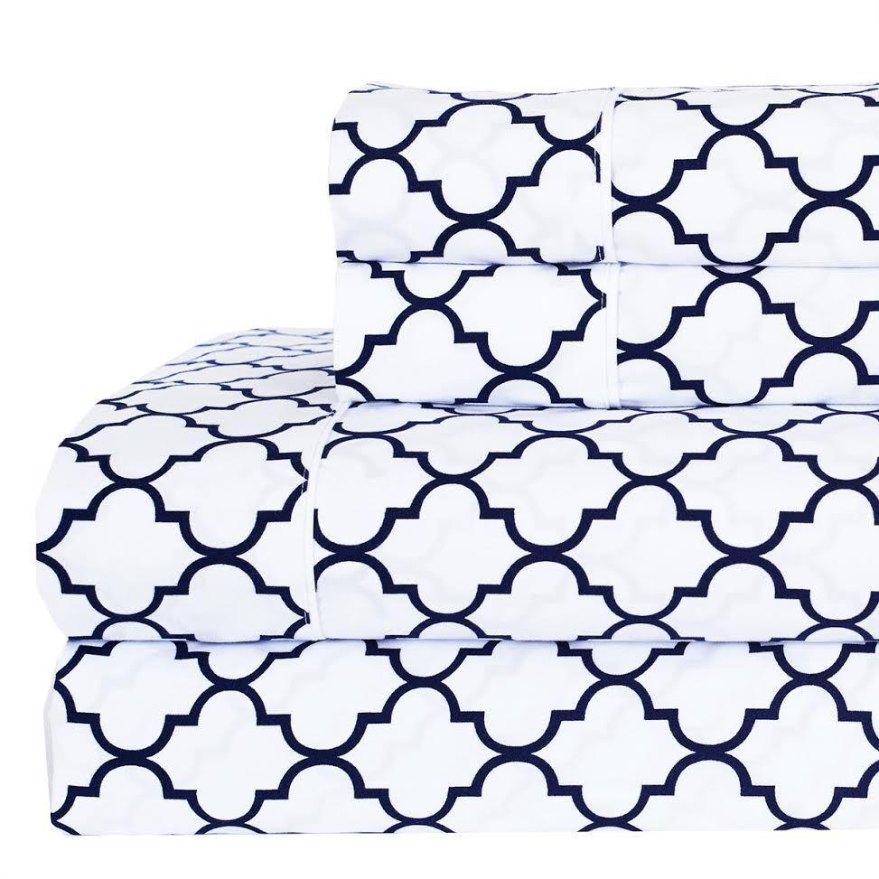 Meridian Quatrefoil Split King Sheet Set - 340 Thread Count - Image 13