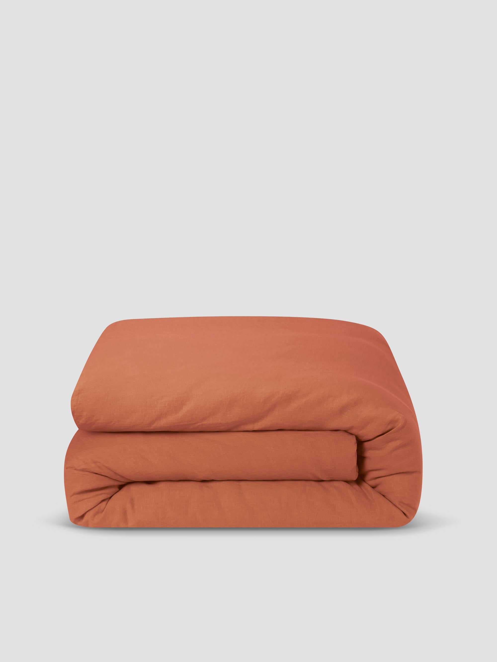 Burnt Orange 100% Linen Duvet Cover - Image 3