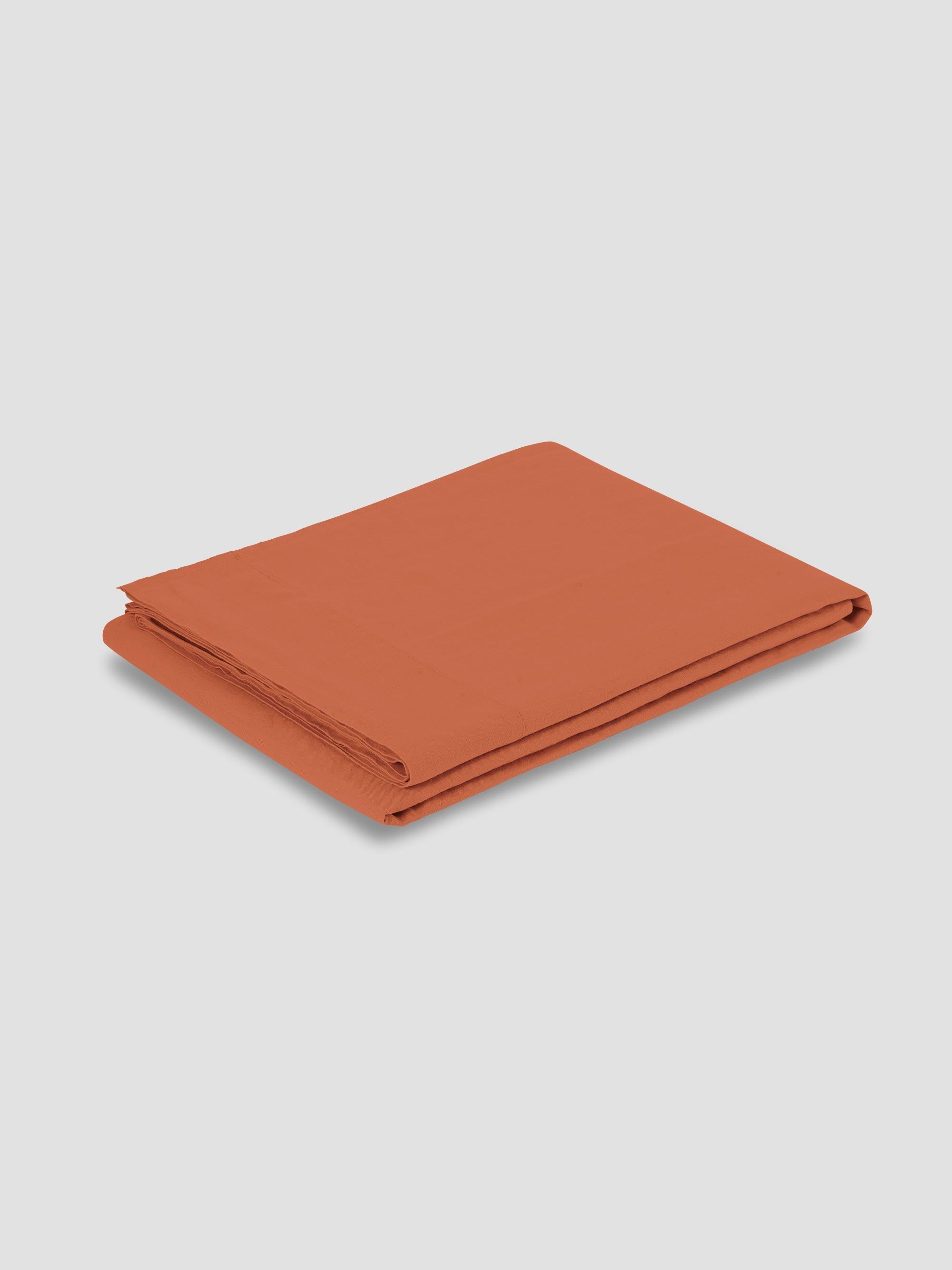 Burnt Orange 100% Linen Flat Sheet - Image 2