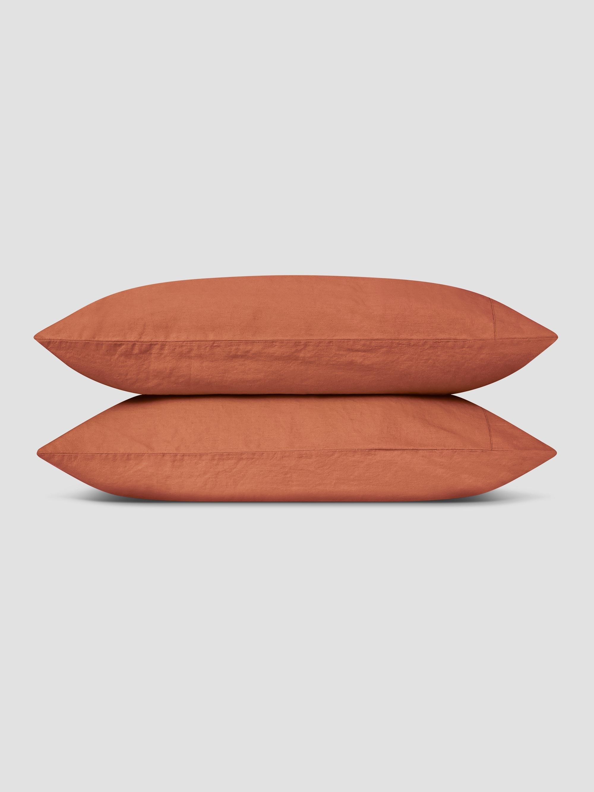 Burnt Orange Linen Blend Pillowcase (Pair) - Image 2