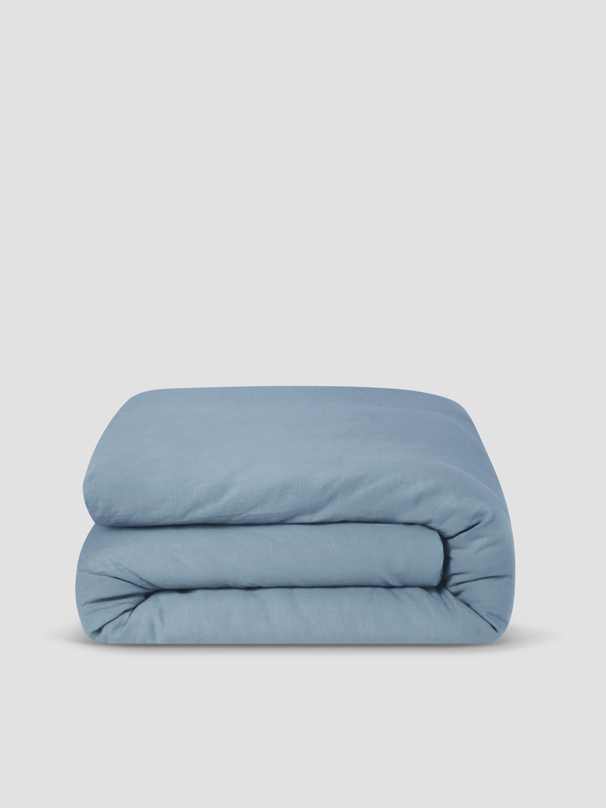 Dusk Blue 100% Linen Duvet Cover - Image 3