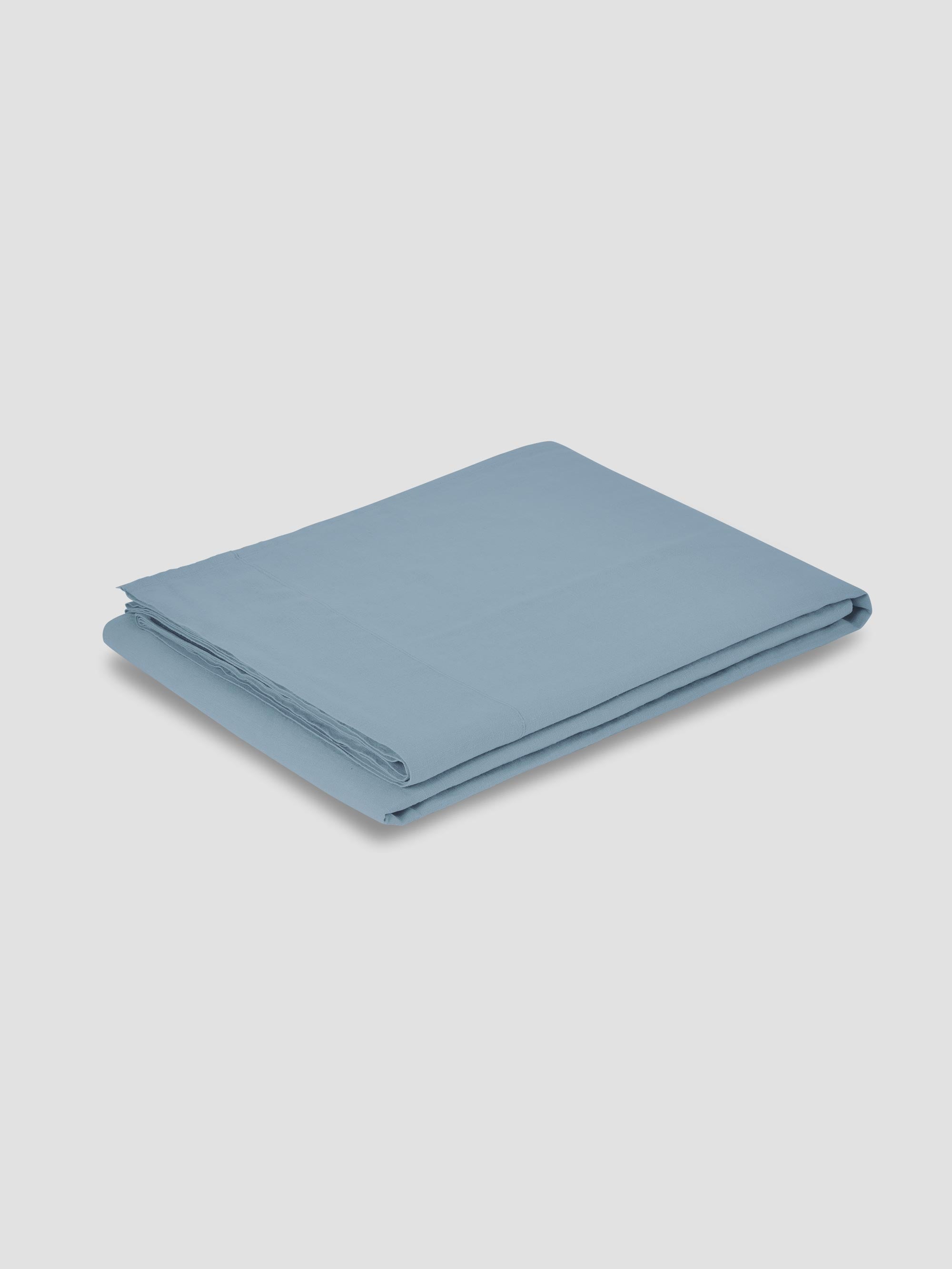 Dusk Blue Linen Blend Flat Sheet - Image 2