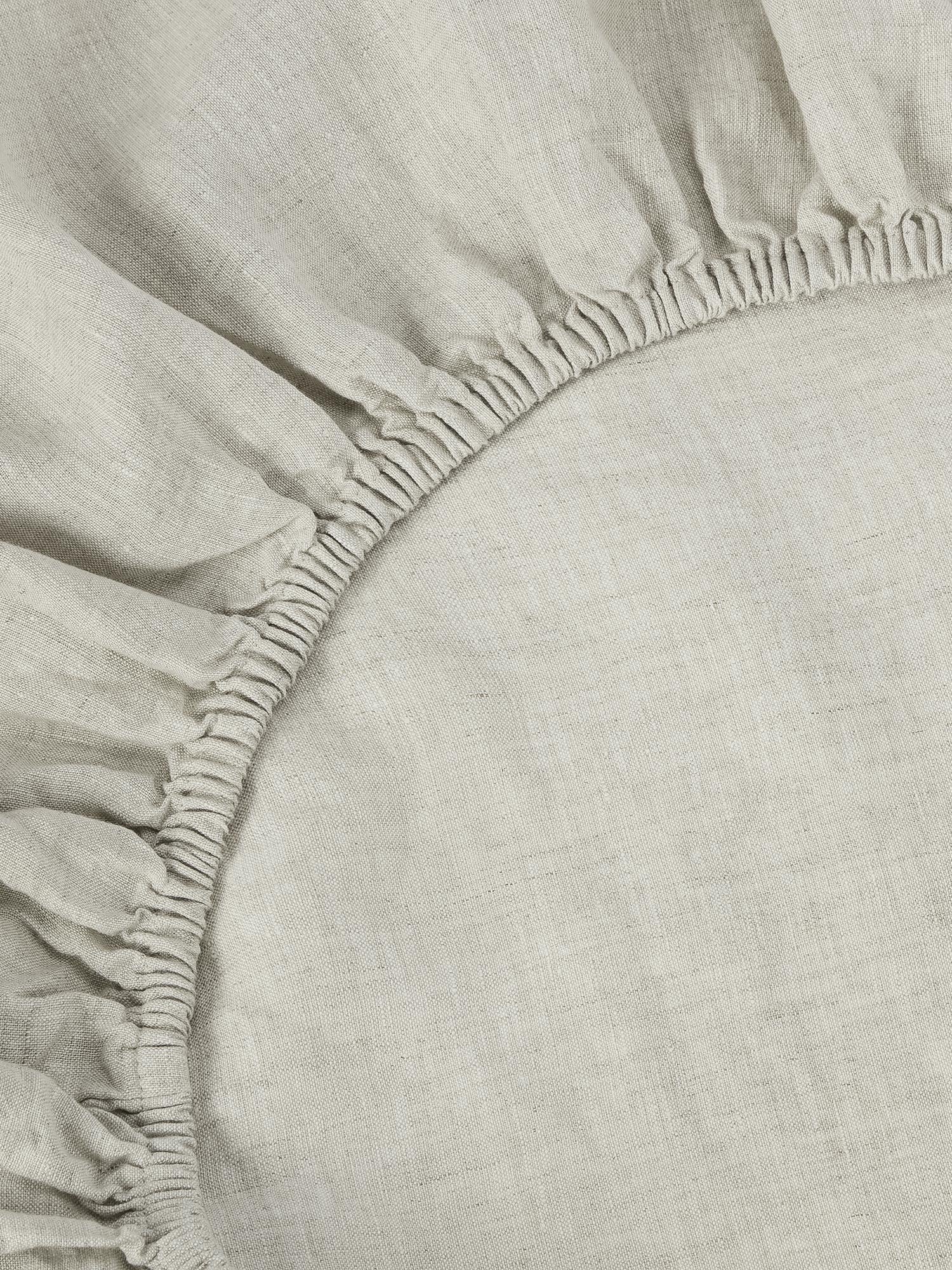 Oatmeal 100% Linen Fitted Sheet - Image 2