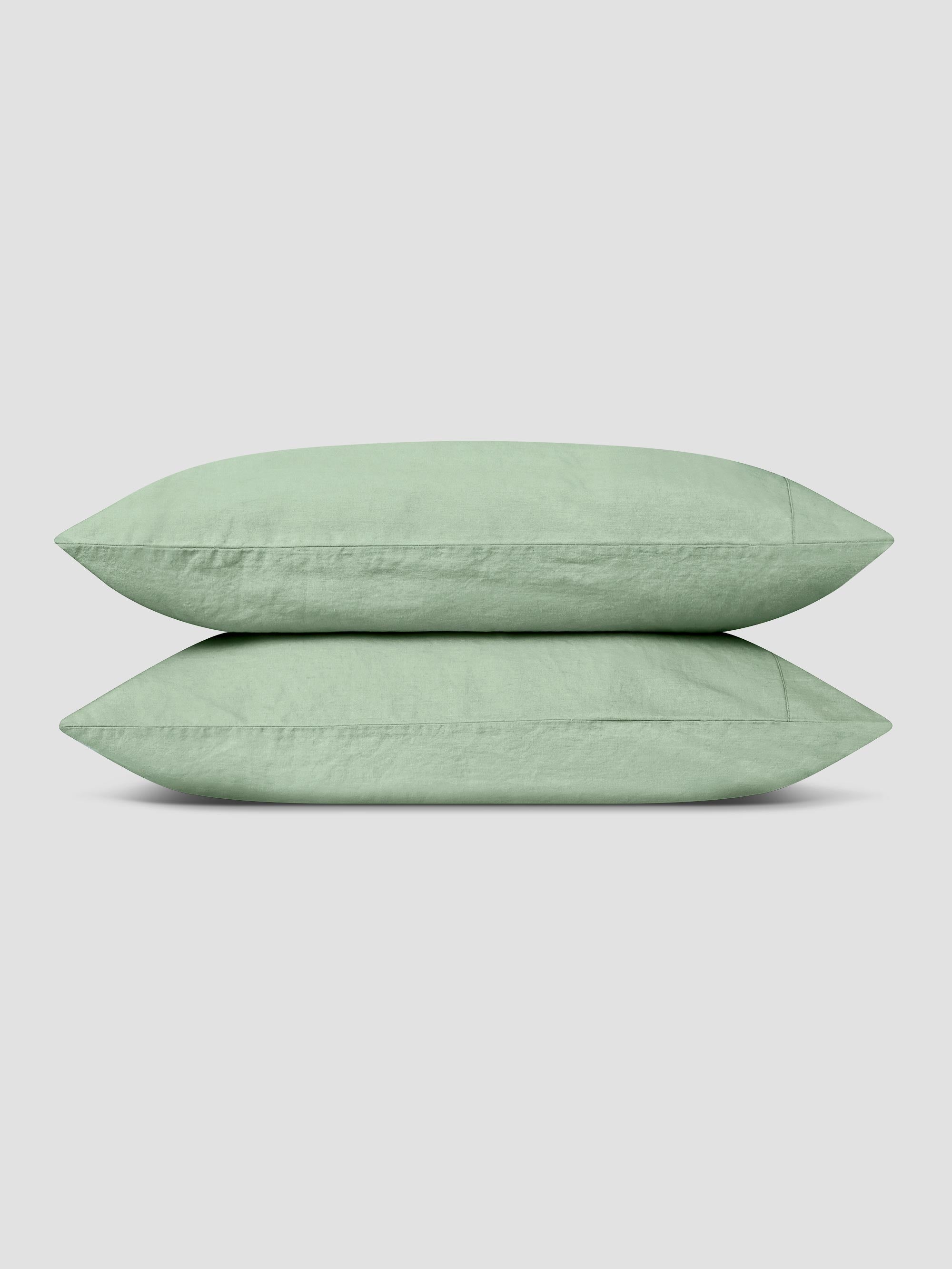 Sage Green 100% Linen Pillowcases (Pair) - Image 2