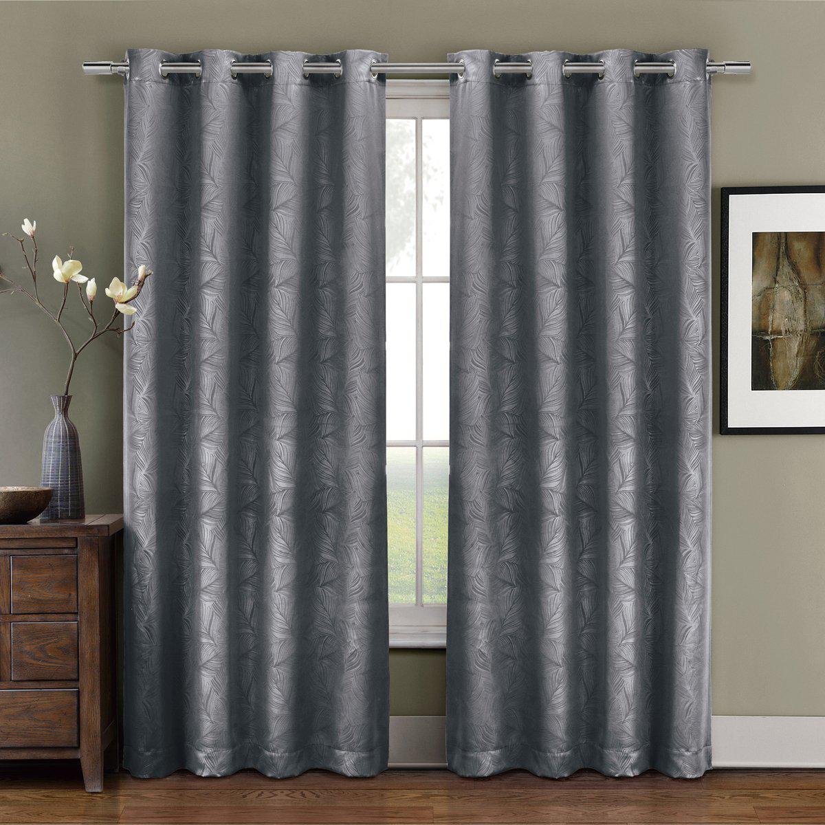 Prairie Contemporary Leafy Design Blackout Grommet Curtain Panel (Single) - Image 11