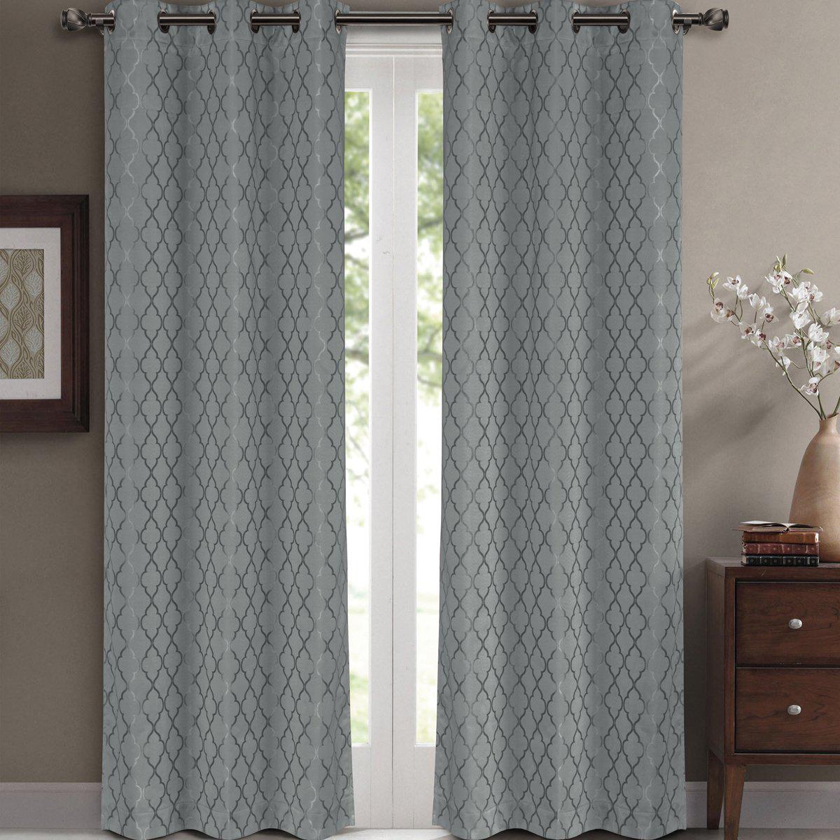 Willow Geometric Jacquard Thermal-Insulated Blackout Curtain Panels (Set of 2) - Image 8