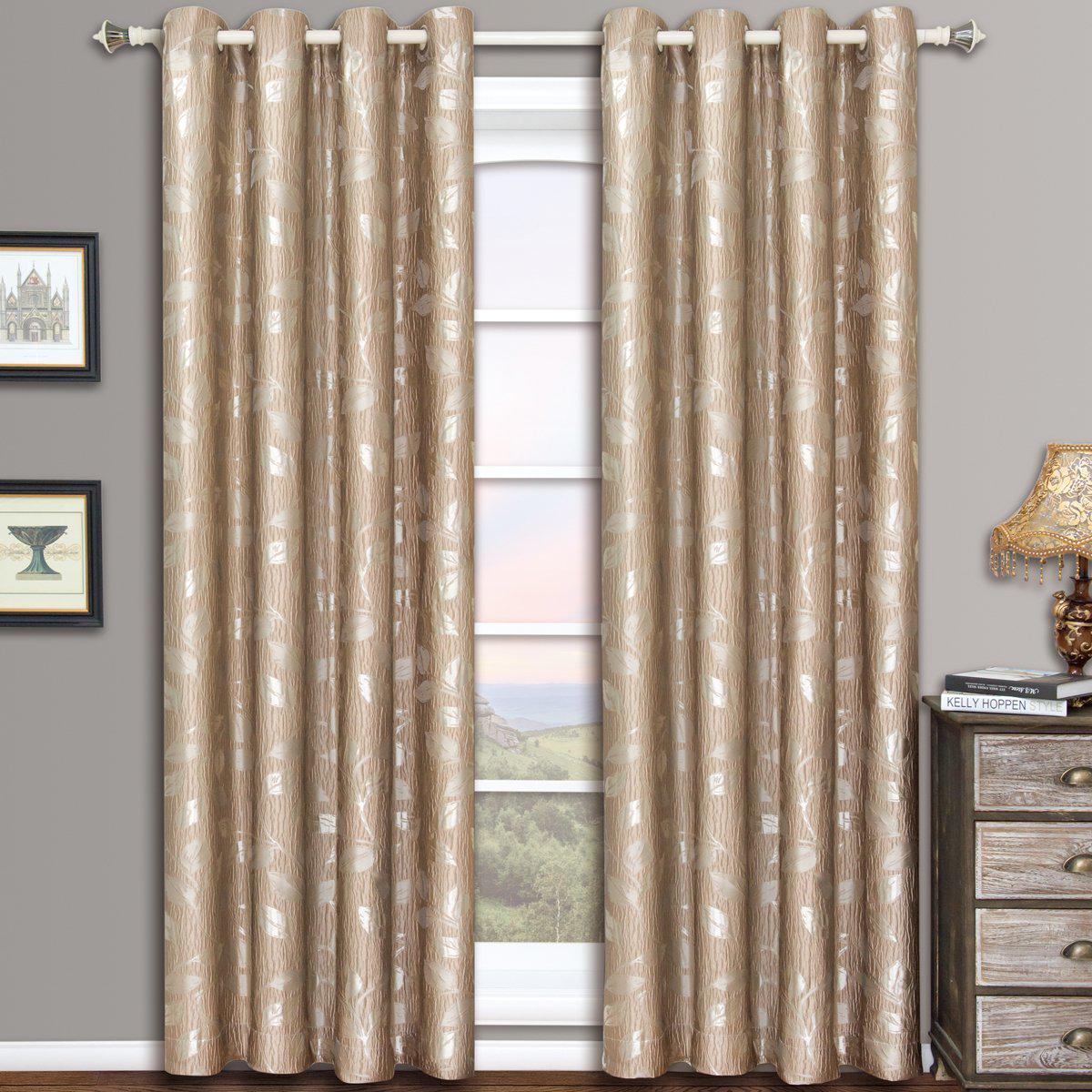 Pair Charlotte Leafy Jacquard Drapes Grommet Window Curtains (Set of 2 Panels) - Image 13