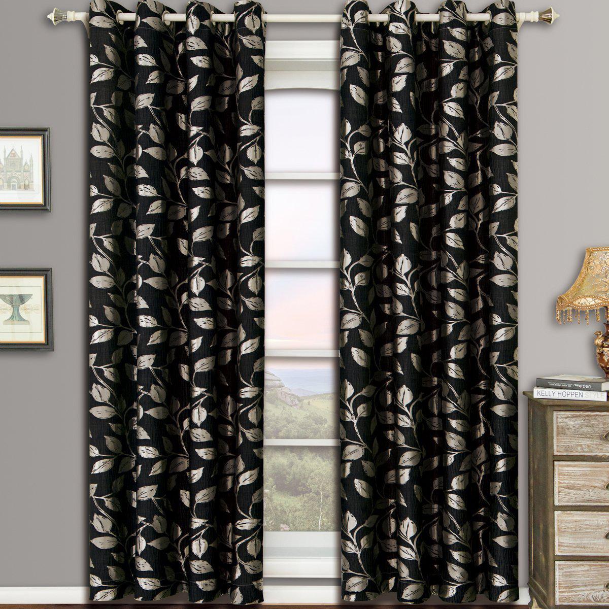 Pair Charlotte Leafy Jacquard Drapes Grommet Window Curtains (Set of 2 Panels) - Image 16