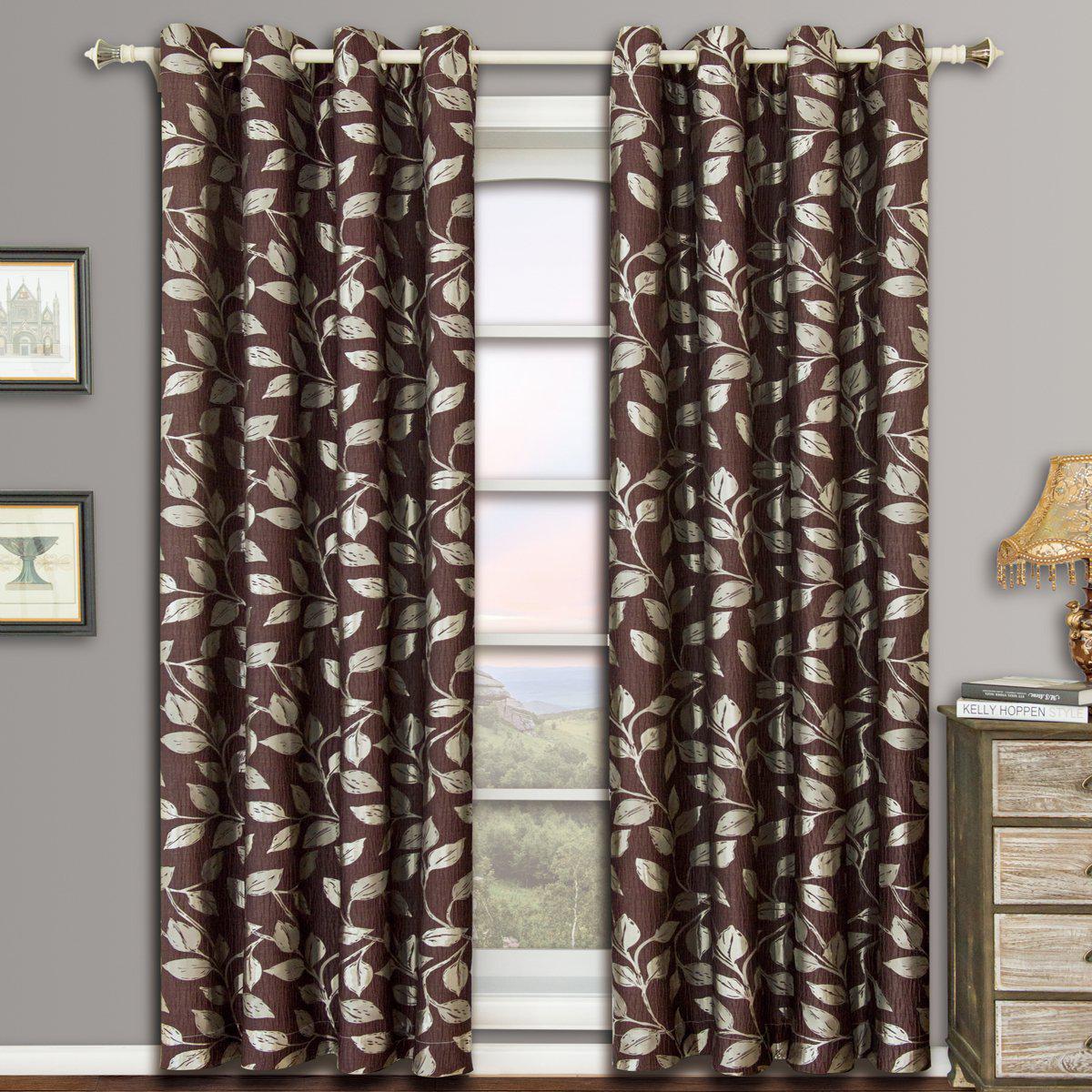Pair Charlotte Leafy Jacquard Drapes Grommet Window Curtains (Set of 2 Panels) - Image 27