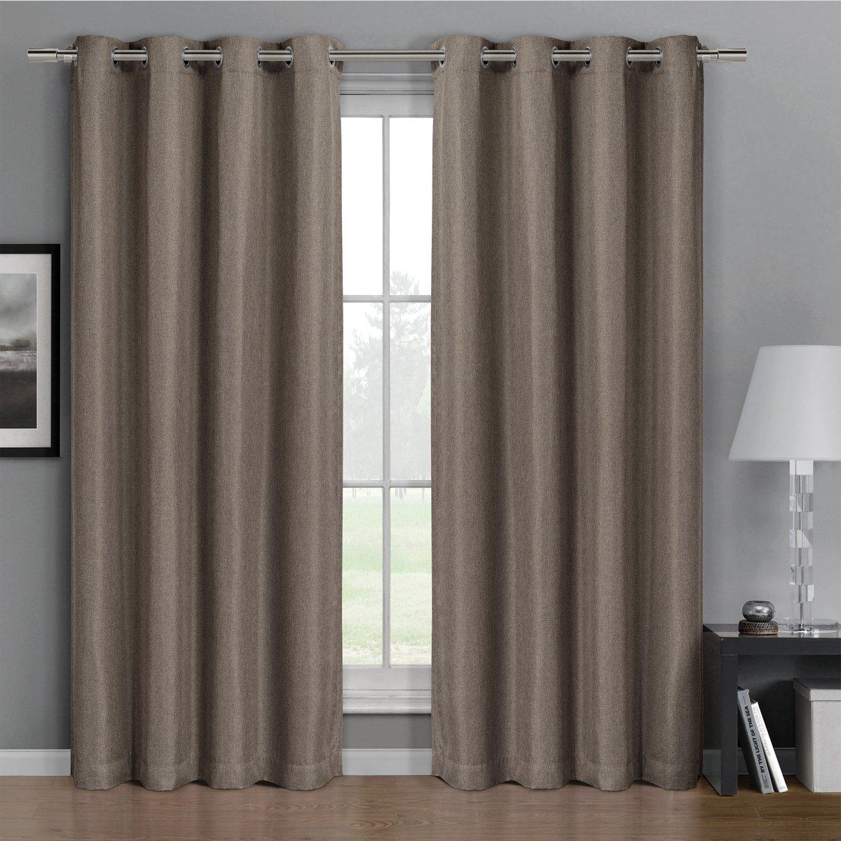 Gulfport Faux Linen Blackout Weave Curtains With Grommets Single Panel - Image 29