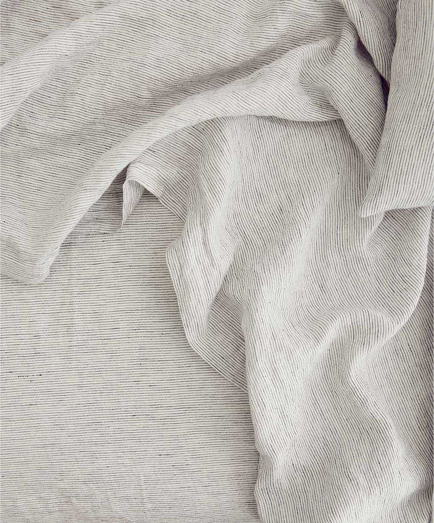 Linen Flat Sheet with Border - Pinstripe