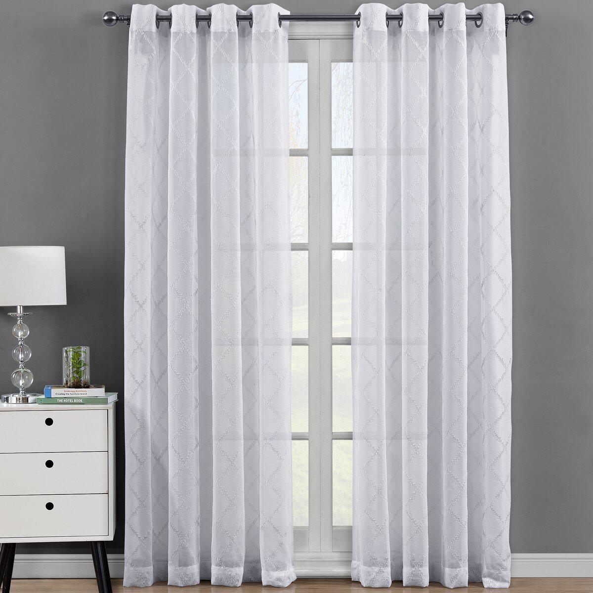 Harvard Grommet Top Embroidered Sheer Panel Pair (Set of 2 ) - Image 6