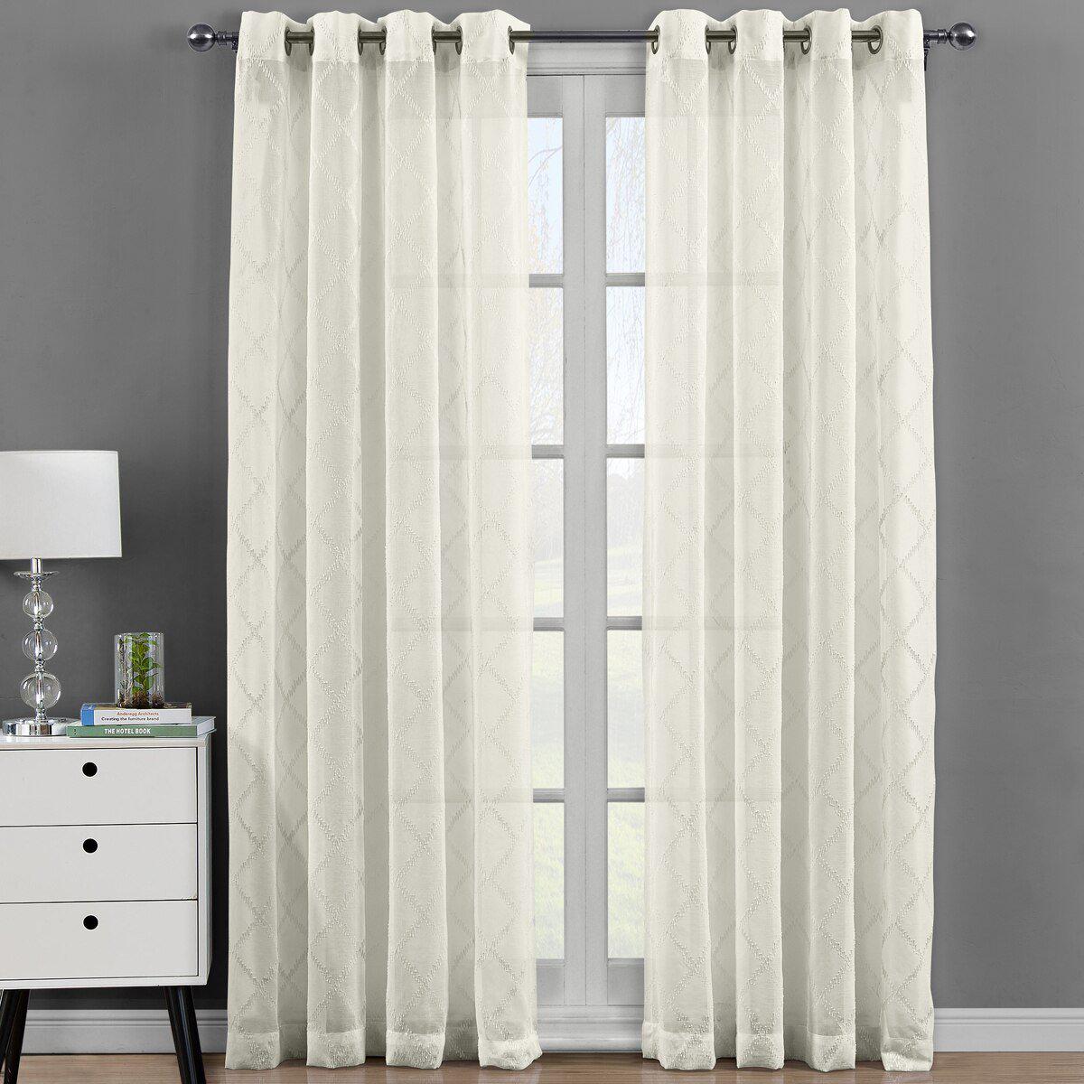 Harvard Grommet Top Embroidered Sheer Panel Pair (Set of 2 ) - Image 9