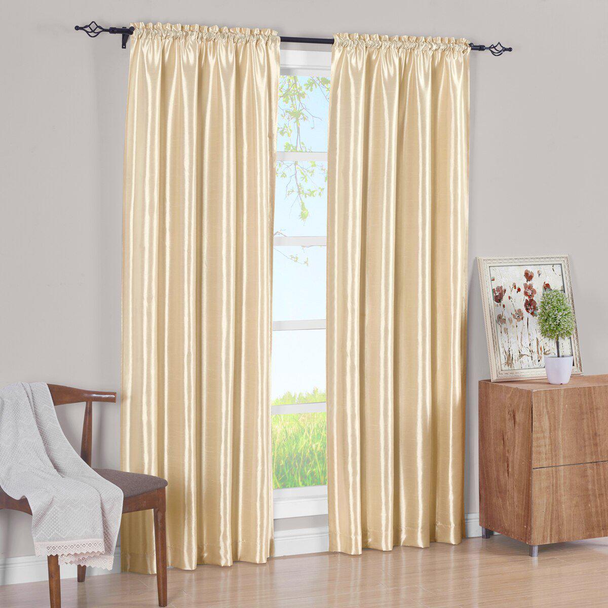 Faux Silk Curtain Panels Pair (Set of 2) Rod Pocket Soho - Image 11