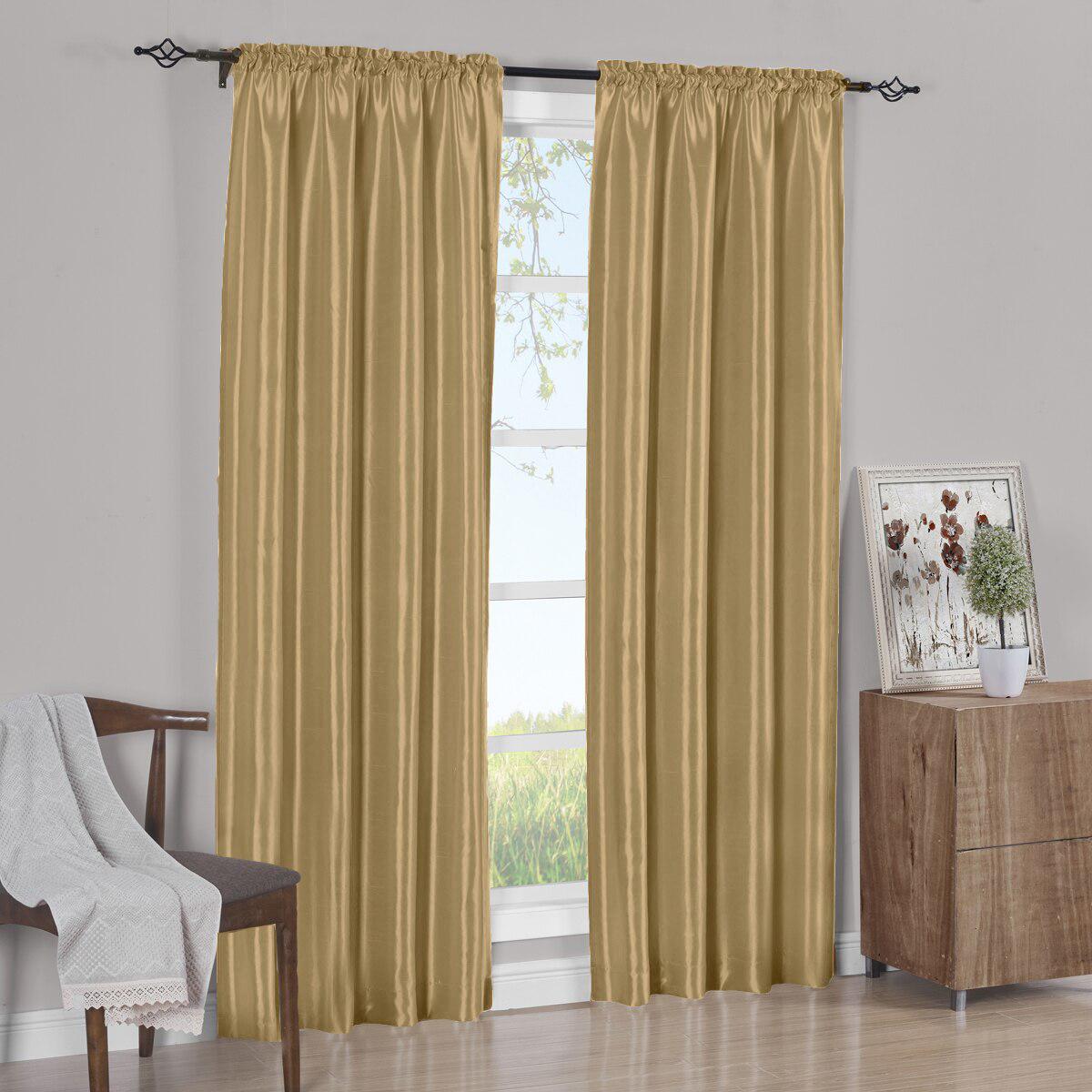 Faux Silk Curtain Panels Pair (Set of 2) Rod Pocket Soho - Image 18