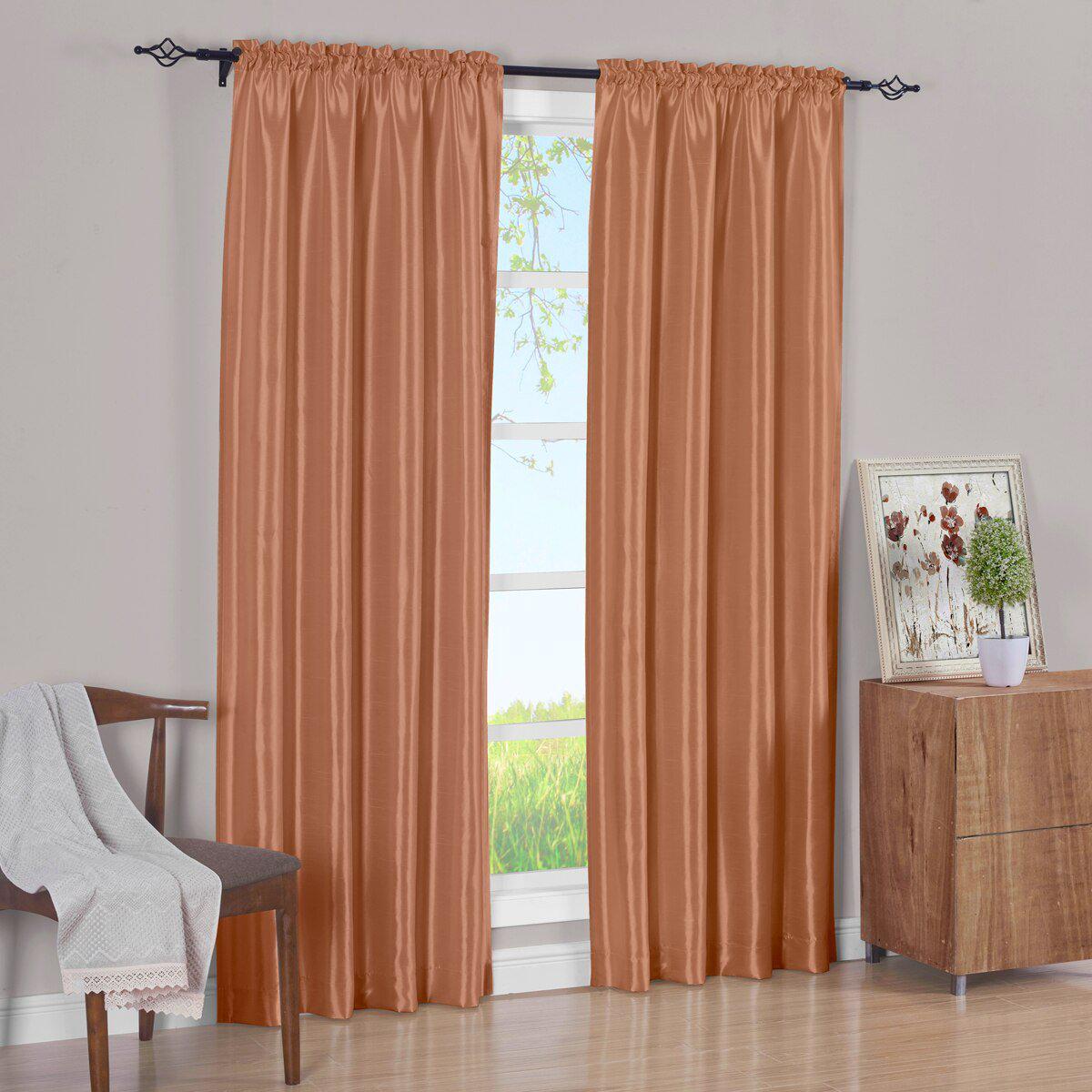 Faux Silk Curtain Panels Pair (Set of 2) Rod Pocket Soho - Image 19