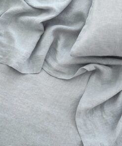 Linen Flat Sheet with Border - Sky