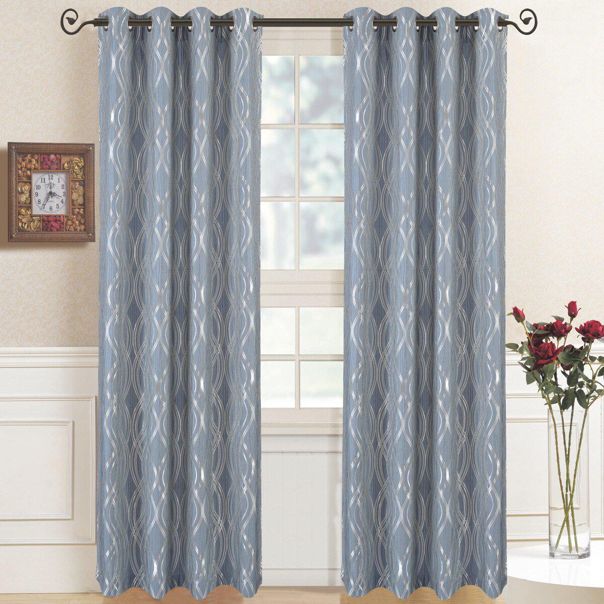 Regalia Abstract Jacquard Textured Grommet Top Curtain Panels (Set of 2) - Image 4