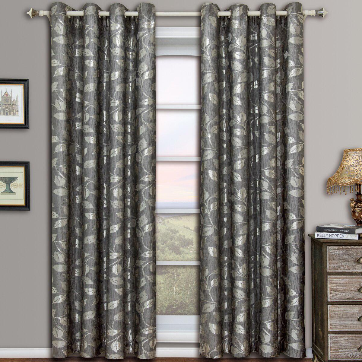 Pair Charlotte Leafy Jacquard Drapes Grommet Window Curtains (Set of 2 Panels) - Image 29