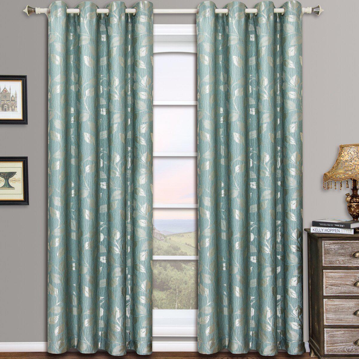 Pair Charlotte Leafy Jacquard Drapes Grommet Window Curtains (Set of 2 Panels) - Image 41