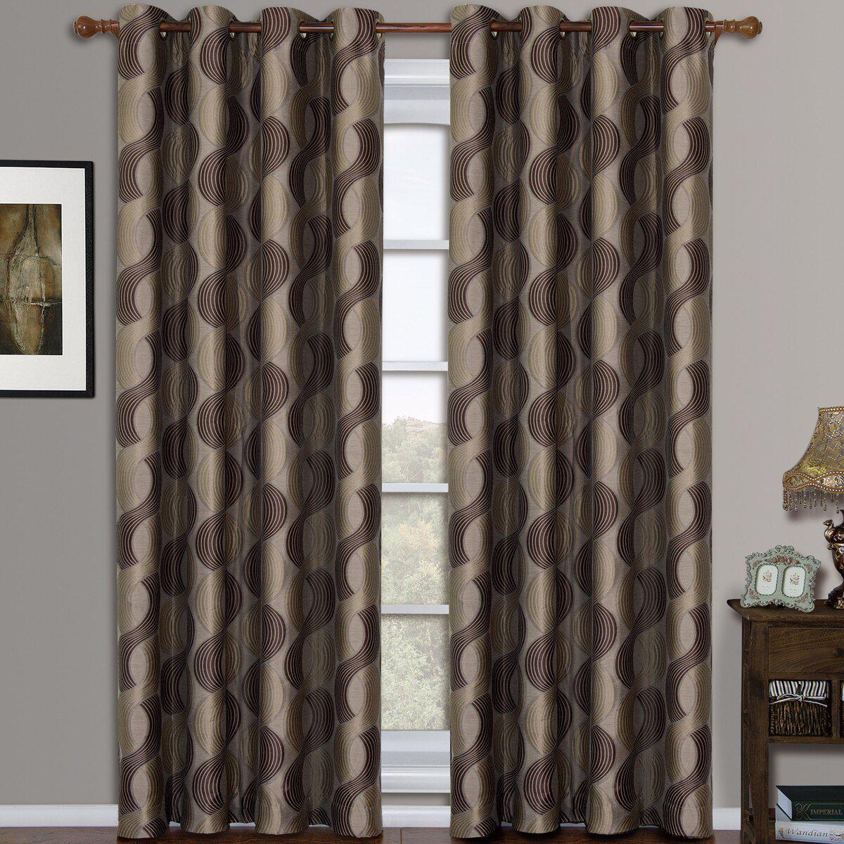 Savanna Inspired Jacquard Curtains Grommet Panels (Set of 2) - Image 44