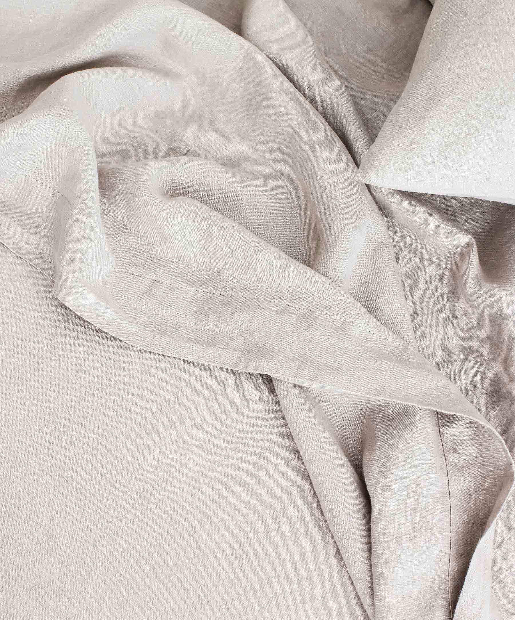 Linen Flat Sheet with Border - Smoke Gray