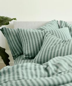 Pine Green Pembroke Stripe Linen Blend Pillowcase (Pair)