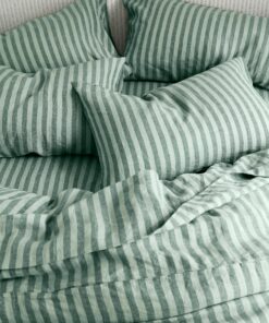 Pine Green Pembroke Stripe Linen Blend Fitted Sheet