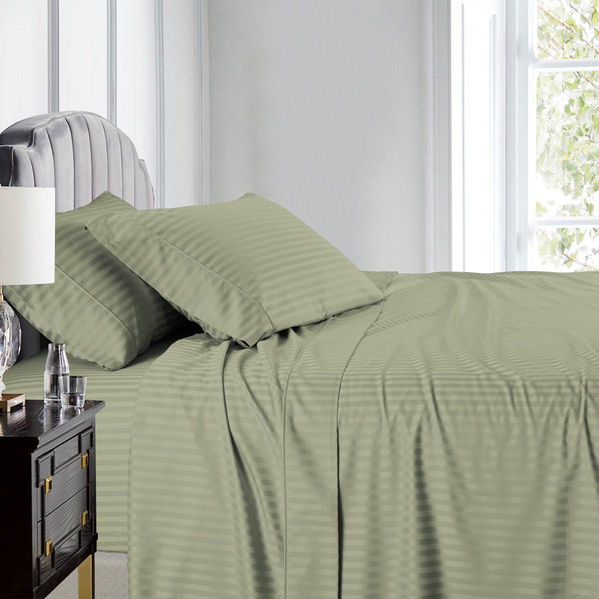 Split Queen Sheet Set Stripe 608 Thread Count - Image 5