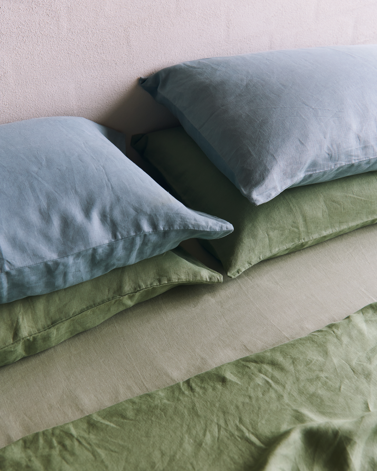 Lagoon. Pistachio & Sage 100% French Flax Linen Bedding Bundle - Image 2