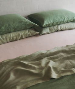Pistachio. Sage & Rosewater 100% French Flax Linen Bedding Bundle