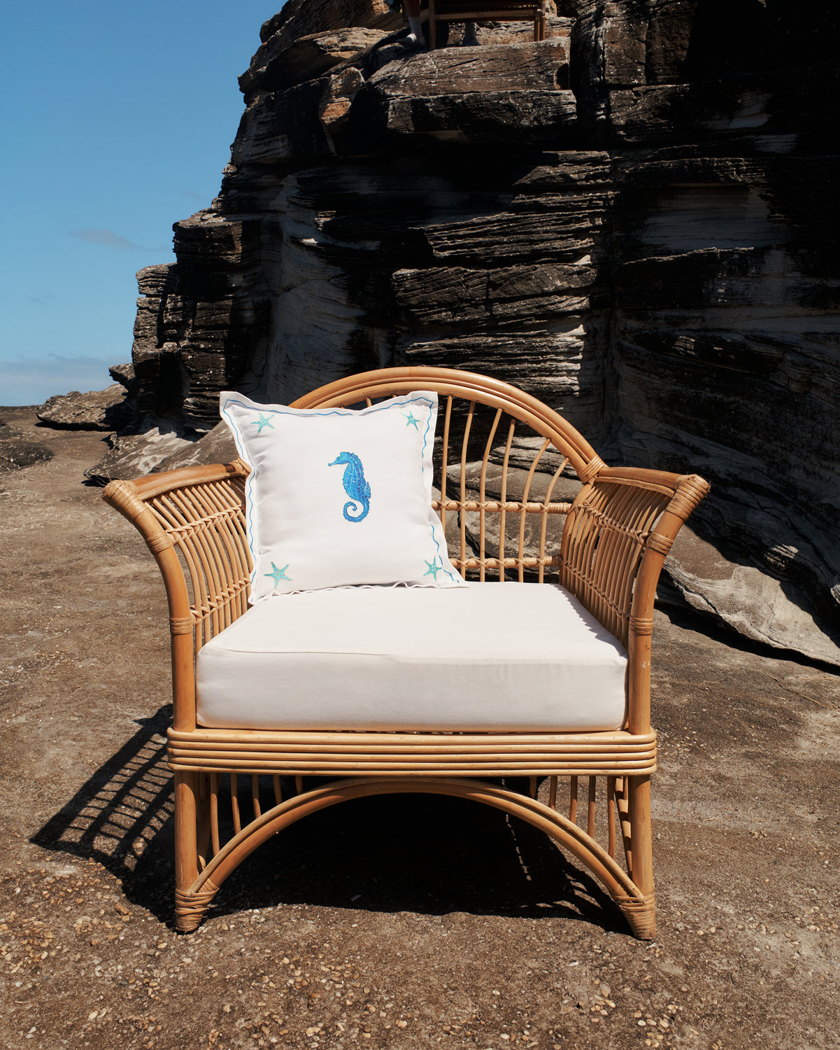 La Sirène 'Seahorse' 100% French Flax Linen Cushion Cover - Image 4