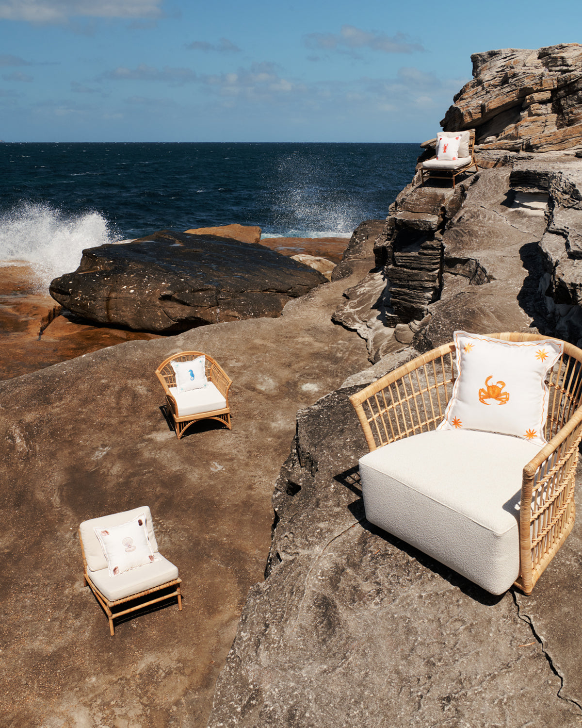 La Sirène 'Crab' 100% French Flax Linen Cushion Cover - Image 5