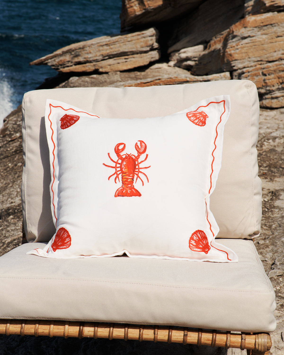 La Sirène 'Lobster' 100% French Flax Linen Cushion Cover - Image 4