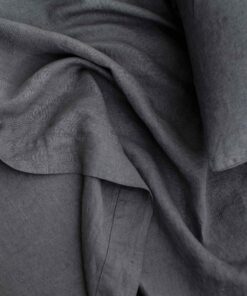 Linen Flat Sheet with Border - Slate