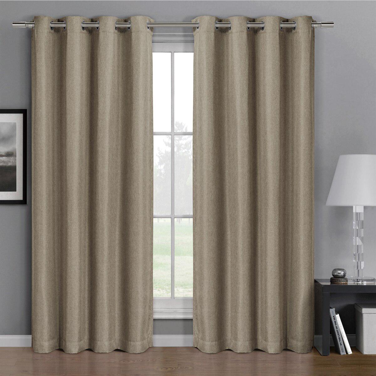 Gulfport Faux Linen Blackout Weave Curtains With Grommets Single Panel - Image 9