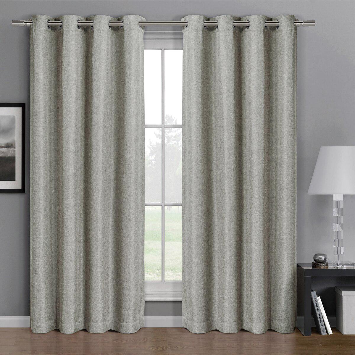 Gulfport Faux Linen Blackout Weave Curtains With Grommets Single Panel - Image 38