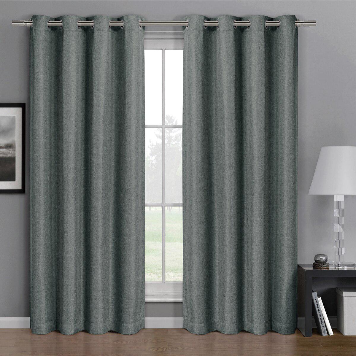 Gulfport Faux Linen Blackout Weave Curtains With Grommets Single Panel - Image 19